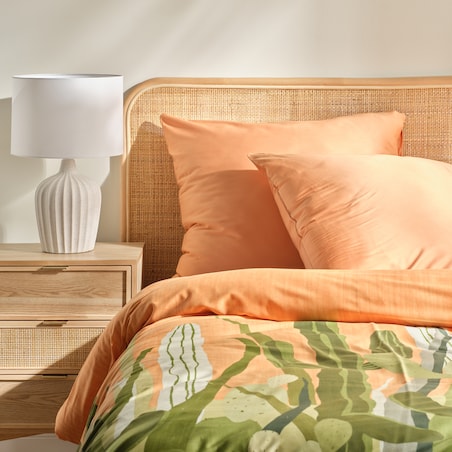 Pościel z bawełny satynowej Kalyteros 200x220 cm z motywem roślinnym