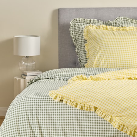 Pościel z kory z falbaną Minomi 160x200 cm w kratę