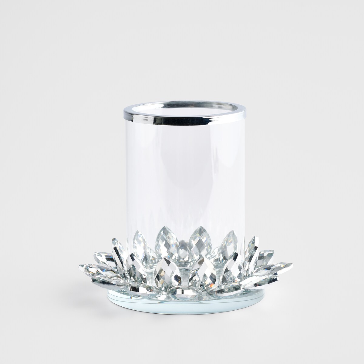 Świecznik Cristal shine glass z motywem kwiatowym