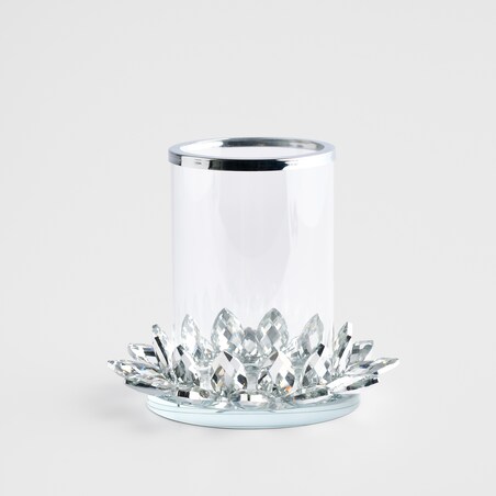 Świecznik Cristal shine glass z motywem kwiatowym