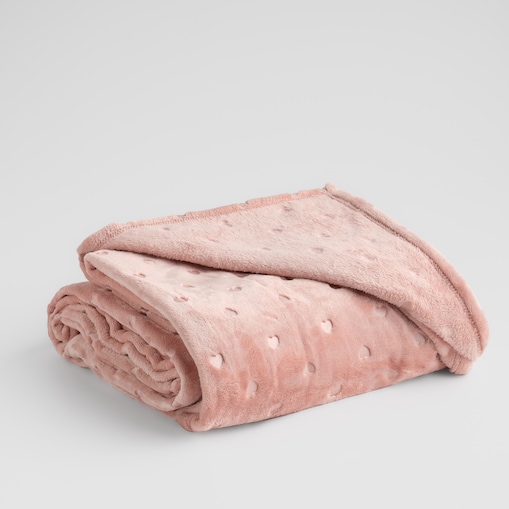 Jednokolorowy koc z wytłoczonym wzorem Kisalis 150x200 cm z motywem serc