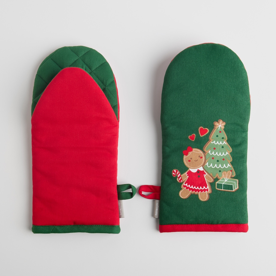 Komplet Rękawic Kuchennych Ginno 14x30 cm z motywem piernika