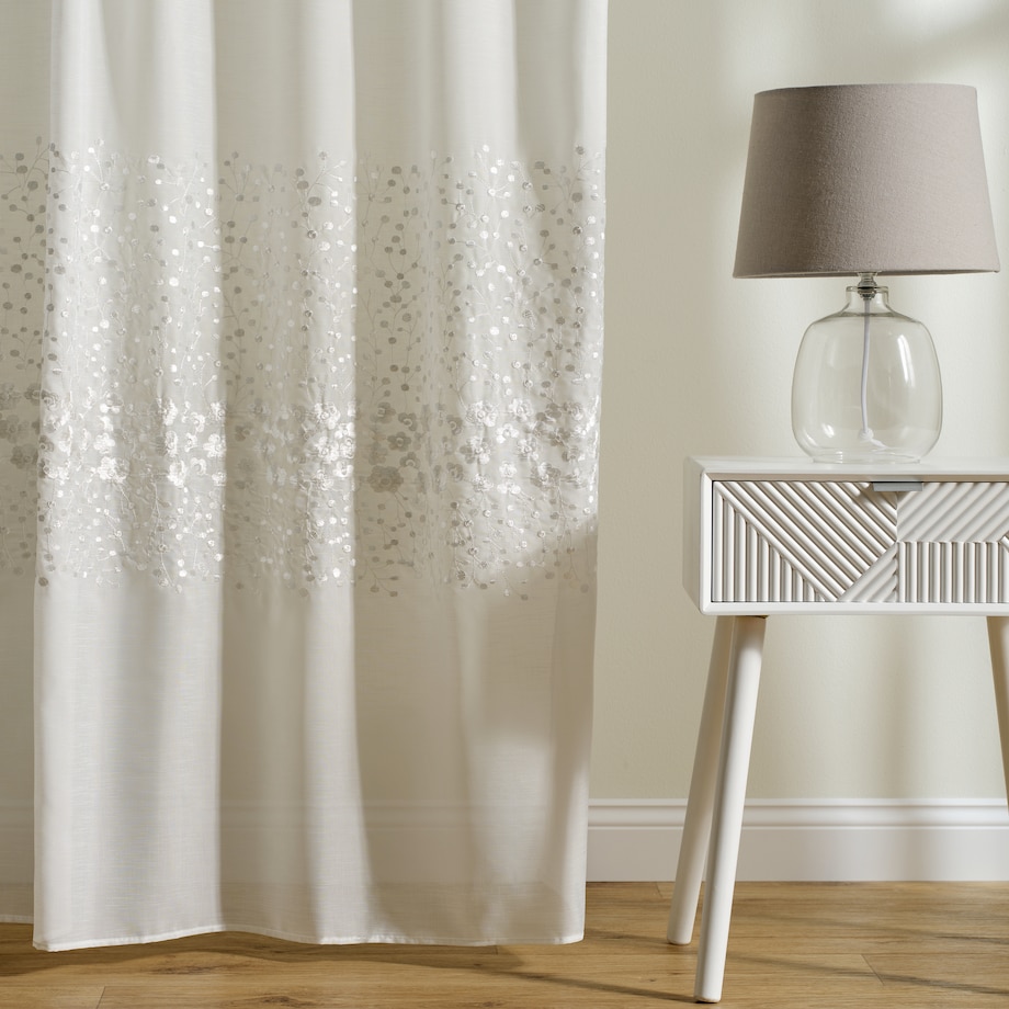 Firana haftowana Lucks 140x250 cm z motywem kwiatowym