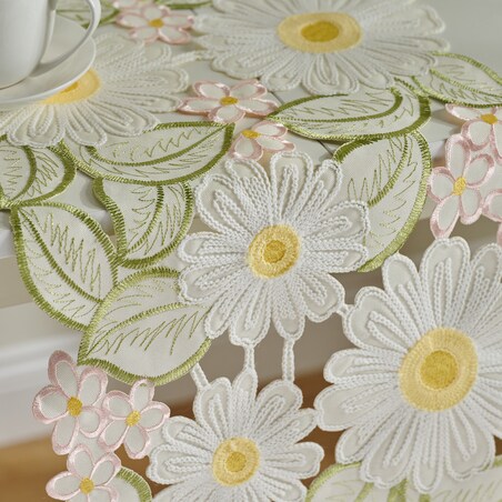 Bieżnik Haftowany Feris 35x174 cm z motywem kwiatowym