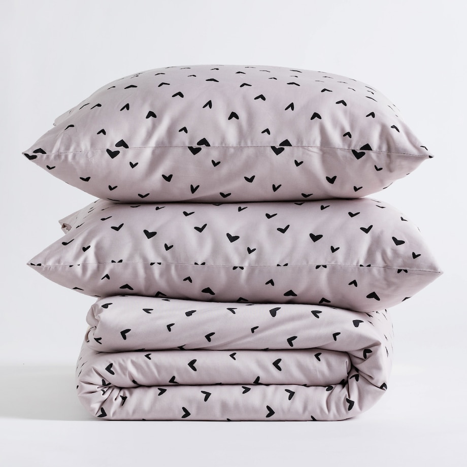 Pościel z Bawełny Satynowej Mallory 200x220 cm z motywem serca