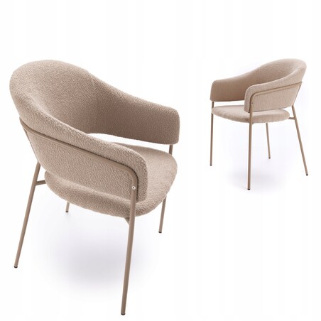 ZESTAW 2 SZTUK Krzesła ORANO Boucle Beżowe Metalowa Rama JAPANDI Jadalnia