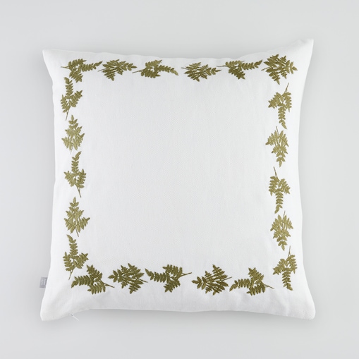 Poszewka Haftowana Fern 45x45 cm z motywem liściastym