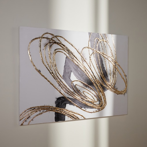 Ręcznie zdobiony obraz abstrakcja z elementami złota tempo 90x120