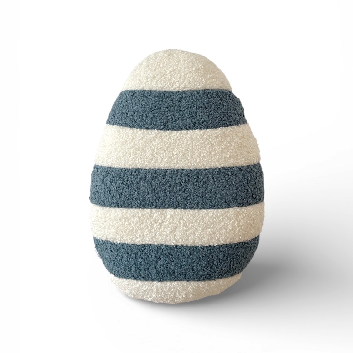 Poduszka jajko pisanka w paski bolce ecru niebieski