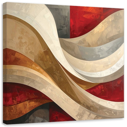 Obraz do salonu sypialni biura loftu, Abstrakcja linie tekstury beżowy czerwony