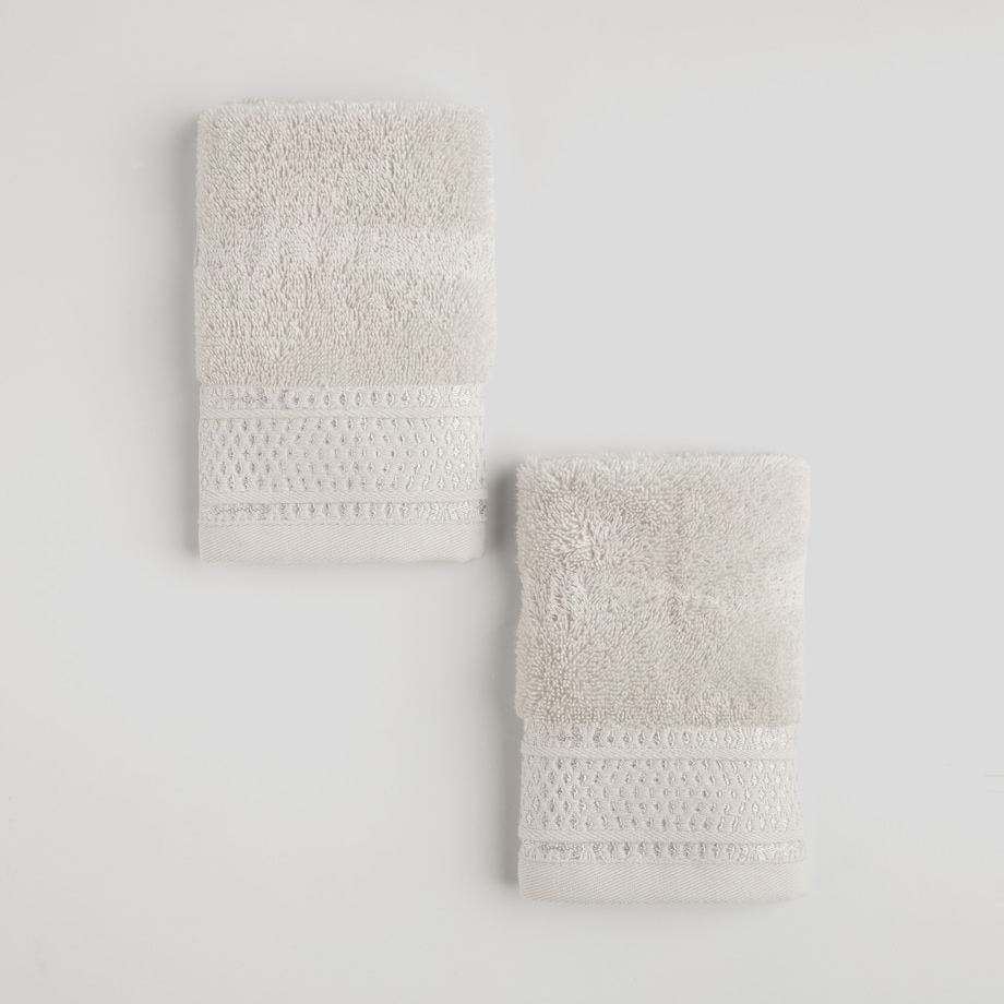 Komplet 2 szt. ręczników z bawełny egipskiej do twarzy lub do rąk Destellito 30x30 cm