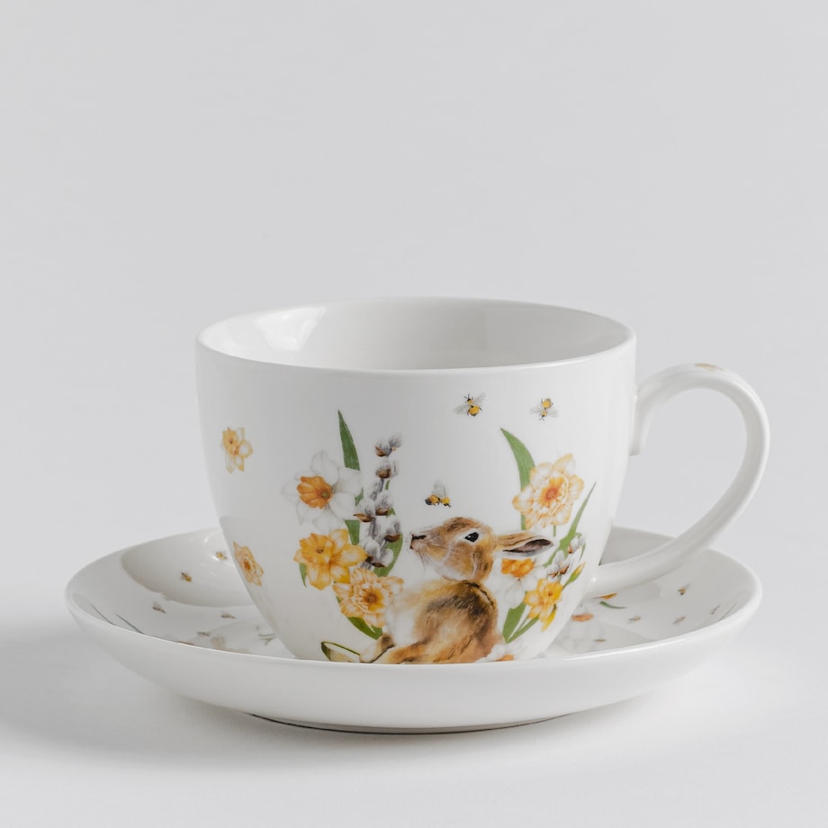 Cup With Saucer Rabbiflowerso 