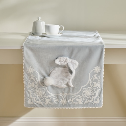 Bieżnik Haftowany Blando 45x180 cm z motywem królika