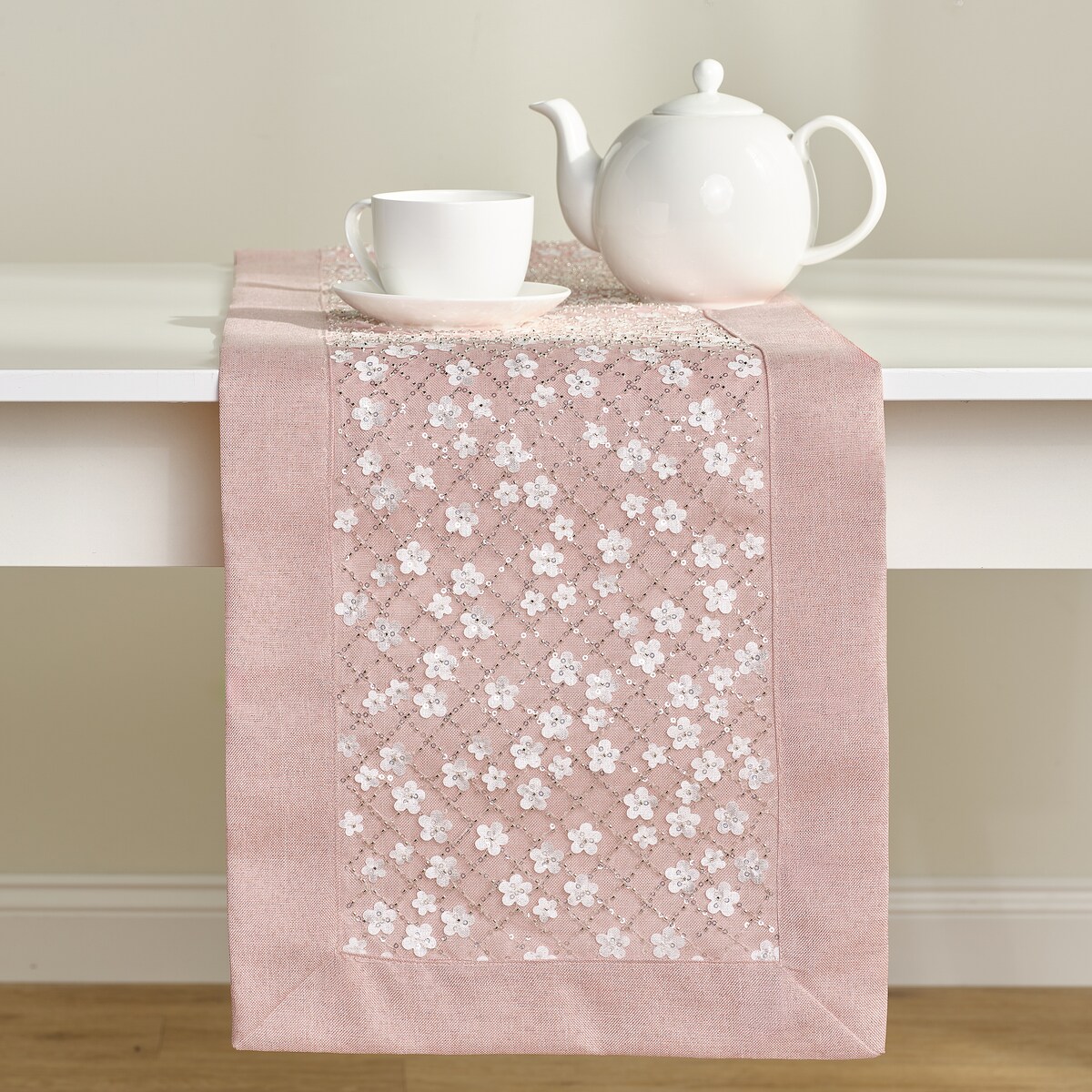 Bieżnik Blossia 35x180 cm z motywem kwiatowym