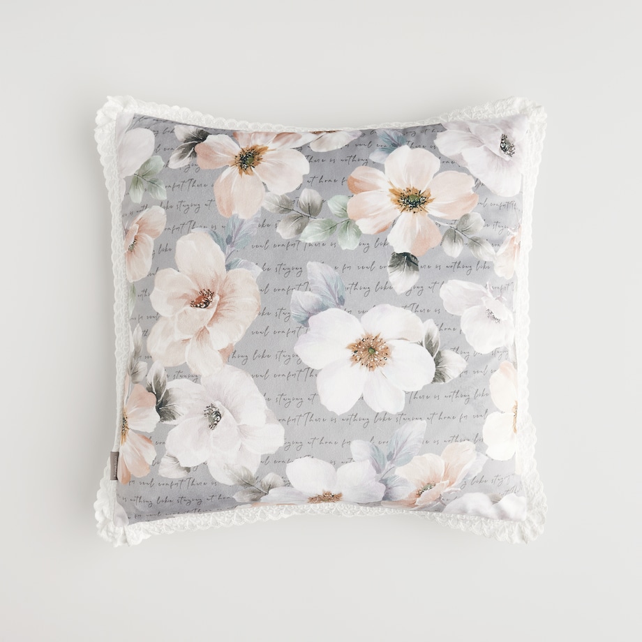 Poszewka Welwetowa Borrelio 45x45 cm z motywem kwiatowym