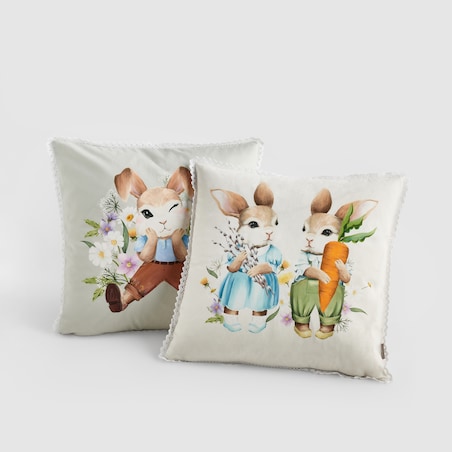 Poszewka z nadrukiem Emi 45x45 cm z motywem królika