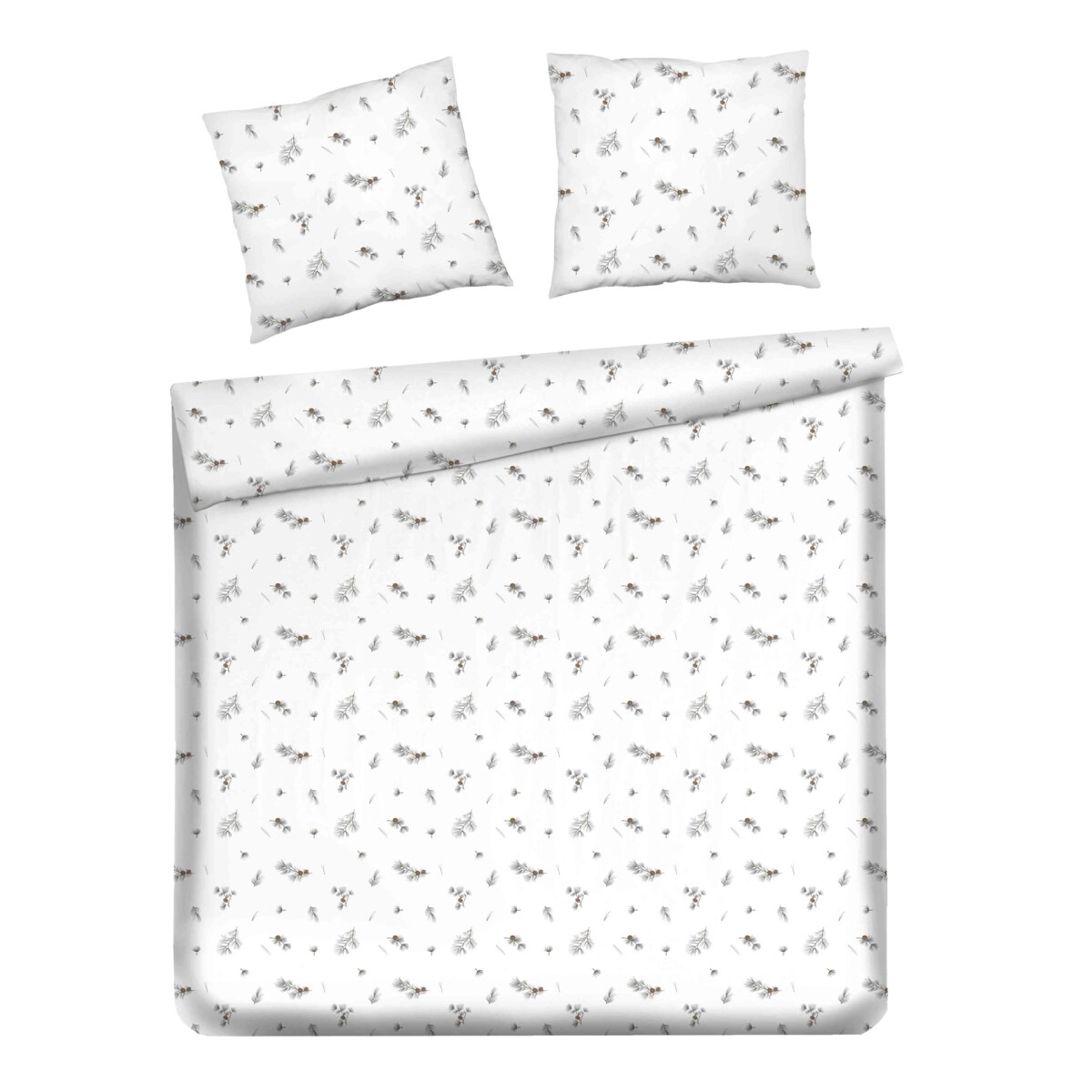 Pościel z bawełny satynowej Grineso 200x220 cm z motywem liściastym i szyszką