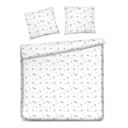 Pościel z bawełny satynowej Grineso 200x220 cm z motywem liściastym i szyszką