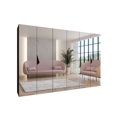 Szafa uchylna z lustrem Sandi 3 300 (3X100) wys 202 cm Czarny + u Czarny