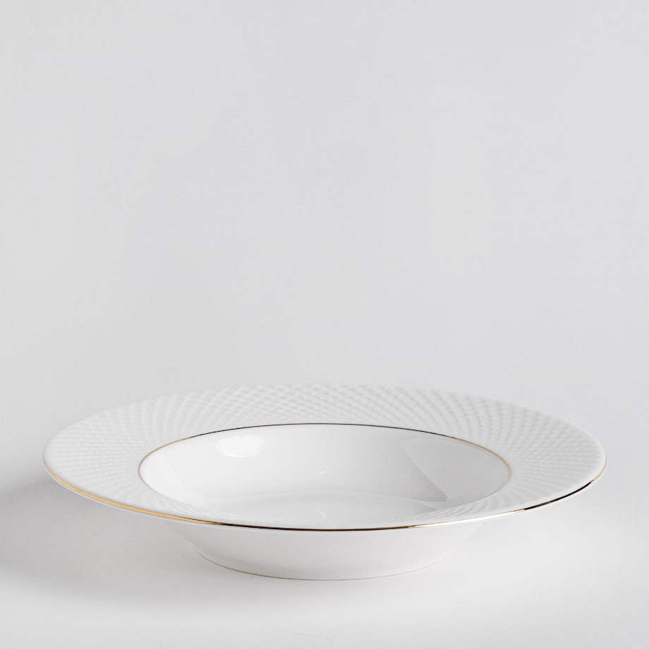 Elegancki Talerz Głęboki z Porcelany Kostnej Eleni z motywem geometrycznym