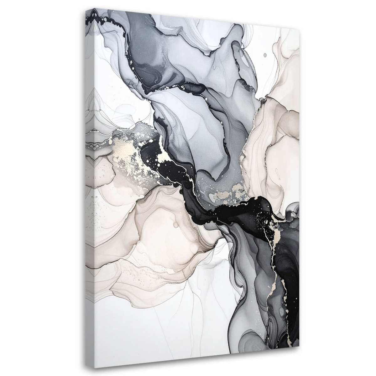 Obraz do salonu jadalni biura, Abstrakcja czarno złota 40x60