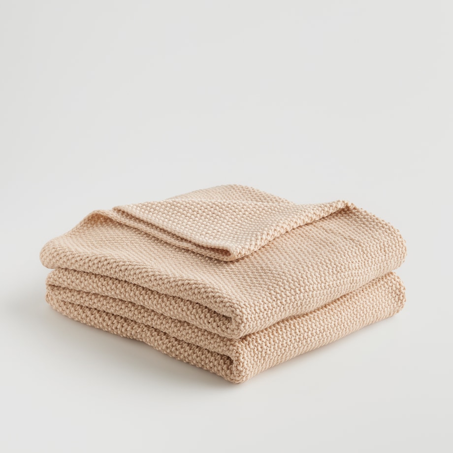 Jednokolorowy koc dzianinowy Zaldaris 130x170 cm