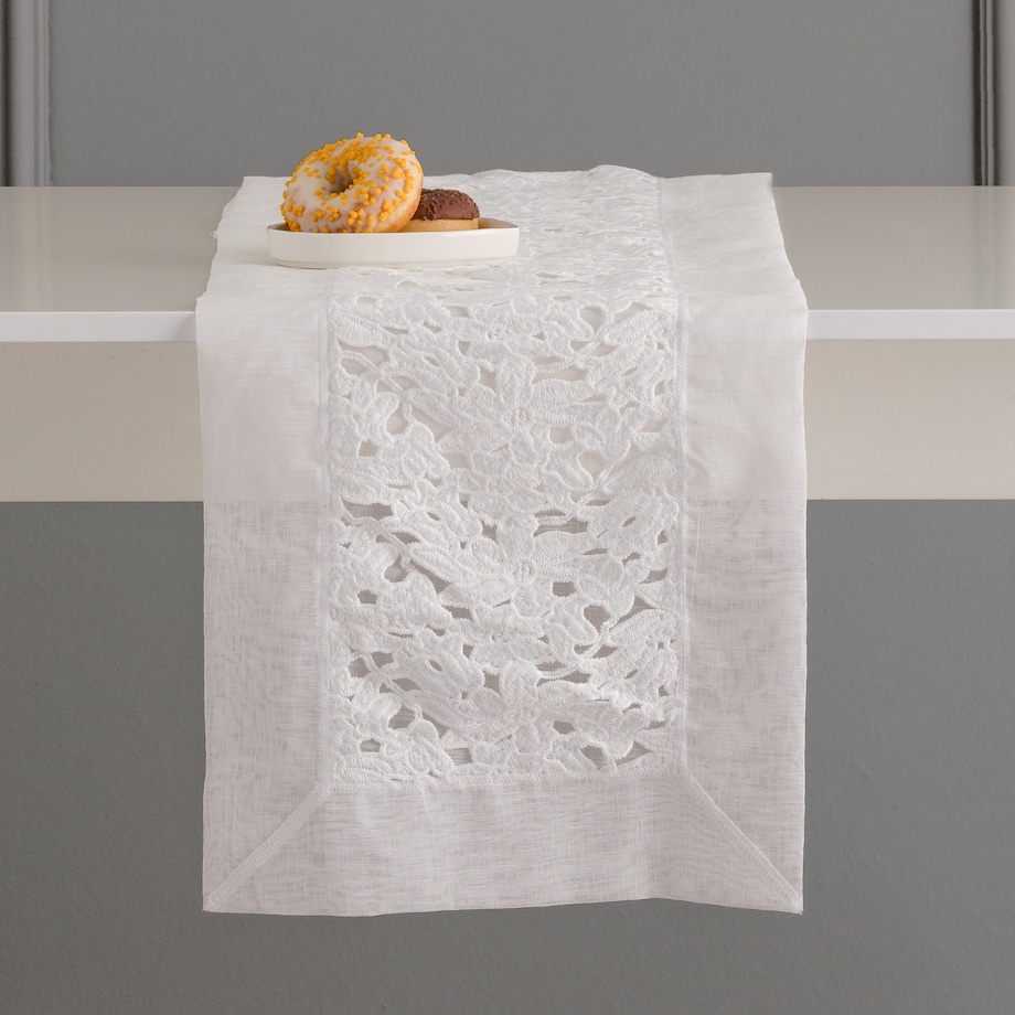 Bieżnik Haftowany Dolores 35x180 cm z motywem kwiatowym