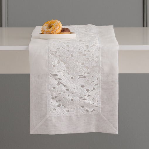 Bieżnik Haftowany Dolores 35x180 cm z motywem kwiatowym