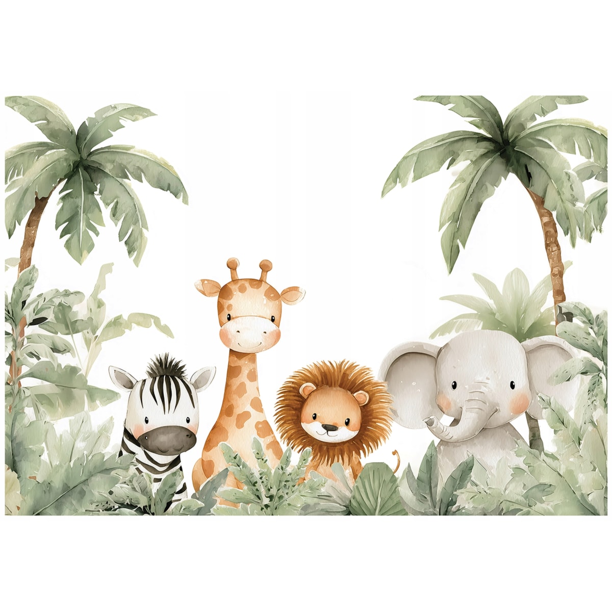 Fototapeta Dla Dzieci Na Flizelinie Zwierzęta Palmy Zielony 400x280