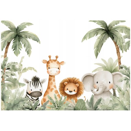 Fototapeta Dla Dzieci Na Flizelinie Zwierzęta Palmy Zielony 400x280