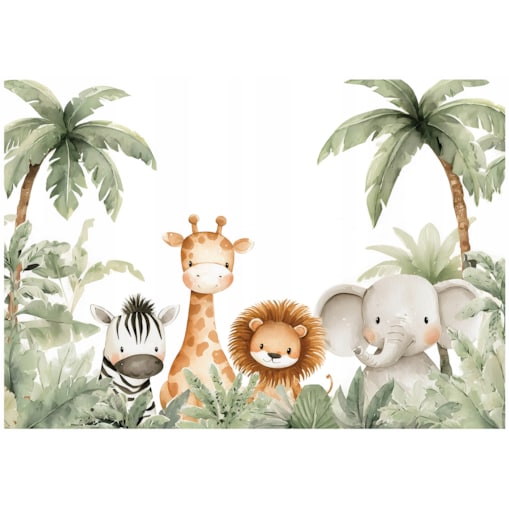 Fototapeta Dla Dzieci Na Flizelinie Zwierzęta Palmy Zielony 400x280