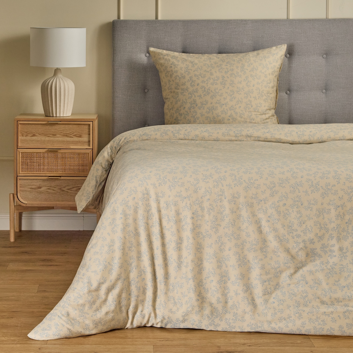 Pościel z bawełny satynowej Rosmarin 140x200 cm z motywem roślinnym