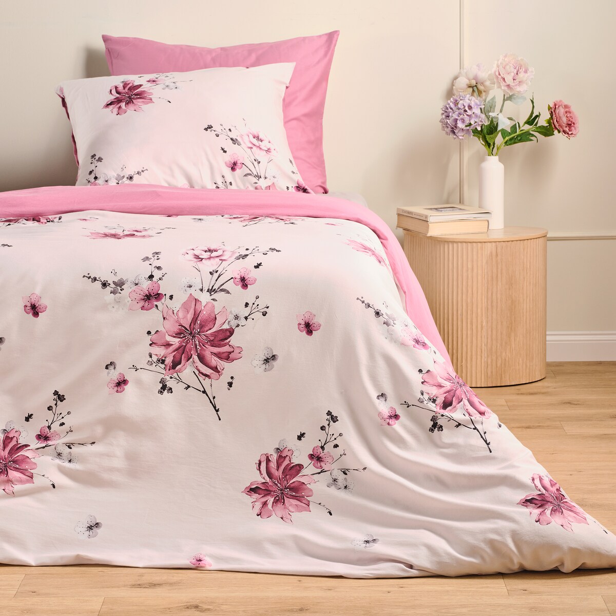 Pościel z bawełny satynowej Mave 160x200 cm z wzorem kwiatowym