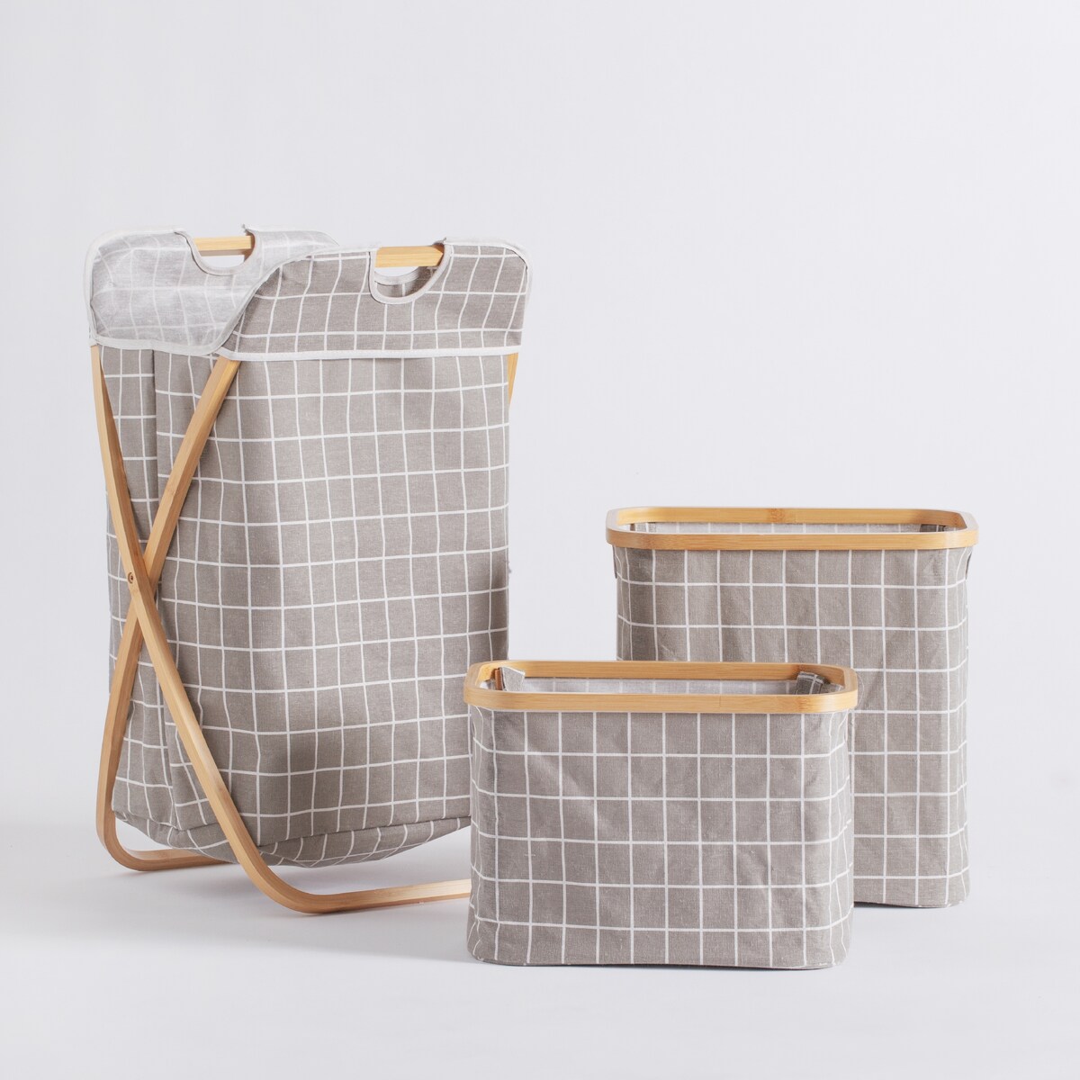 kosz łazienkowy z płótna i bambusa DALAG