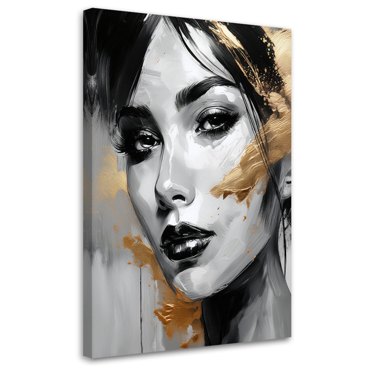 Feeby Obraz na płótnie, Kobieta Portret Złote Akcenty 60x90