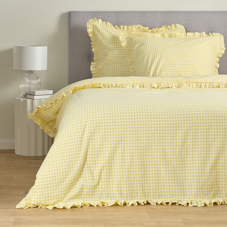 Pościel z kory z falbaną Minomi 160x200 cm w kratę