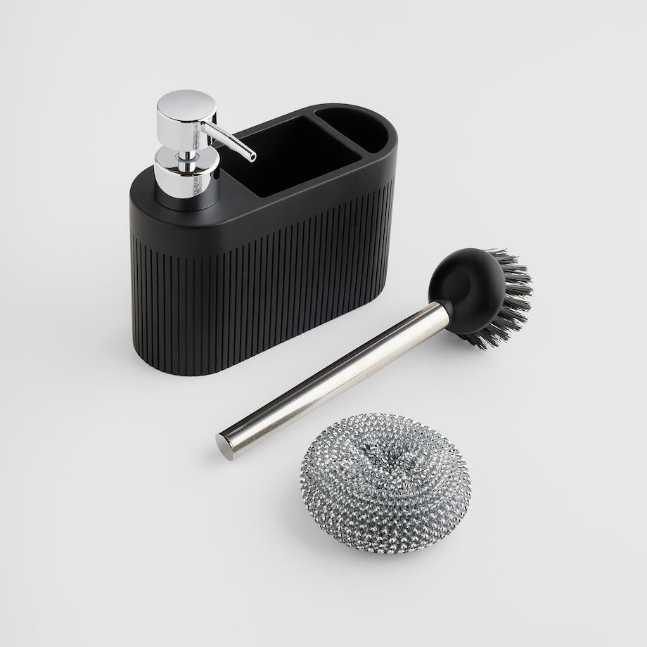 Dozownik Z Gąbką I Szczotką Carbone z motywem geometrycznym