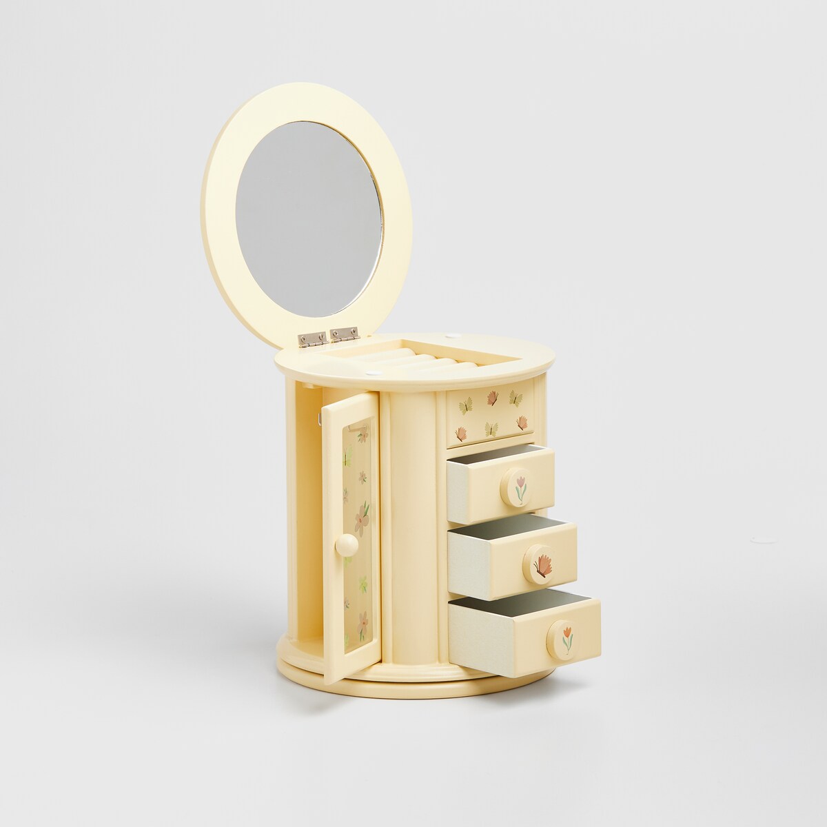 Szkatułka z lustrem i szufladkami Ivy round 18x18 cm