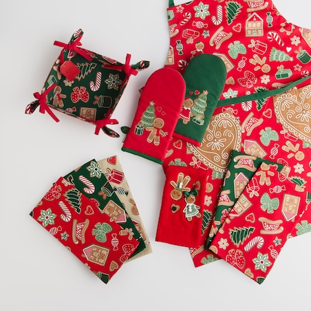 Komplet Rękawic Kuchennych Ginno 14x30 cm z motywem piernika