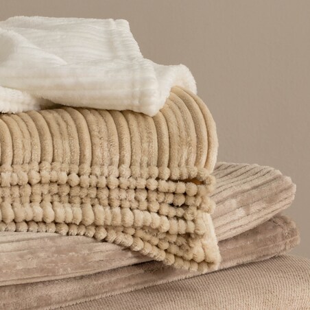 Koc Polarowy w Żakardowe Paski Lin 150x200 cm