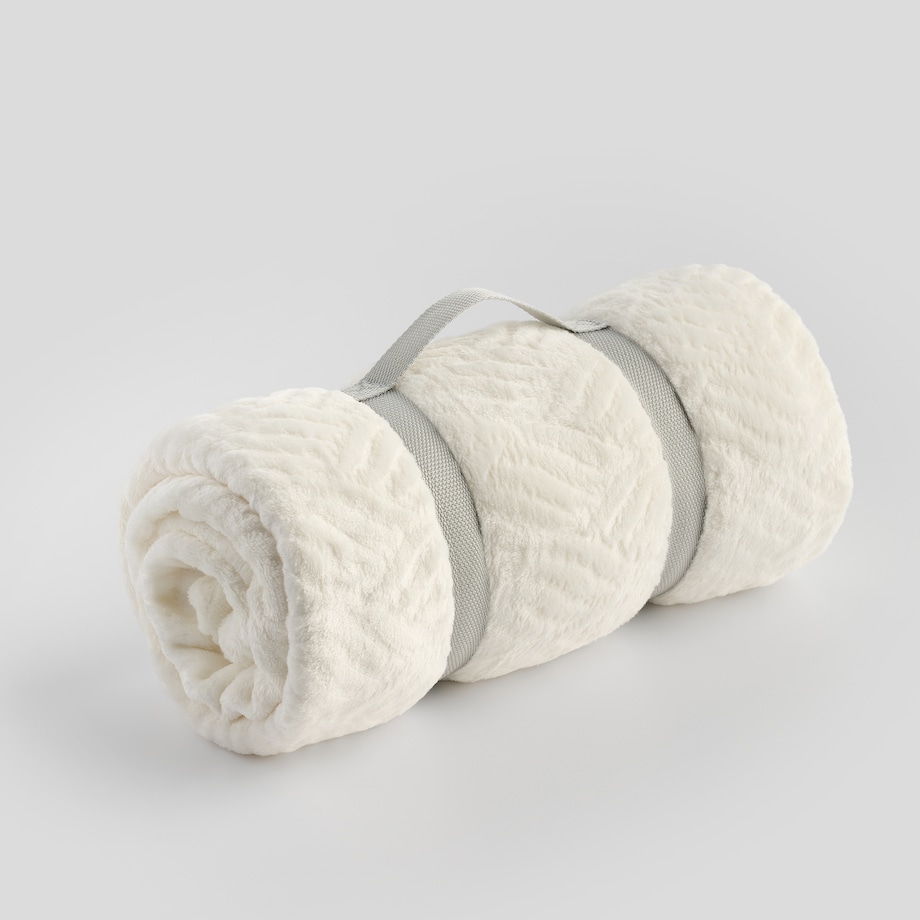 Jednokolorowy koc z wytłoczonym wzorem Esme 150x200 cm