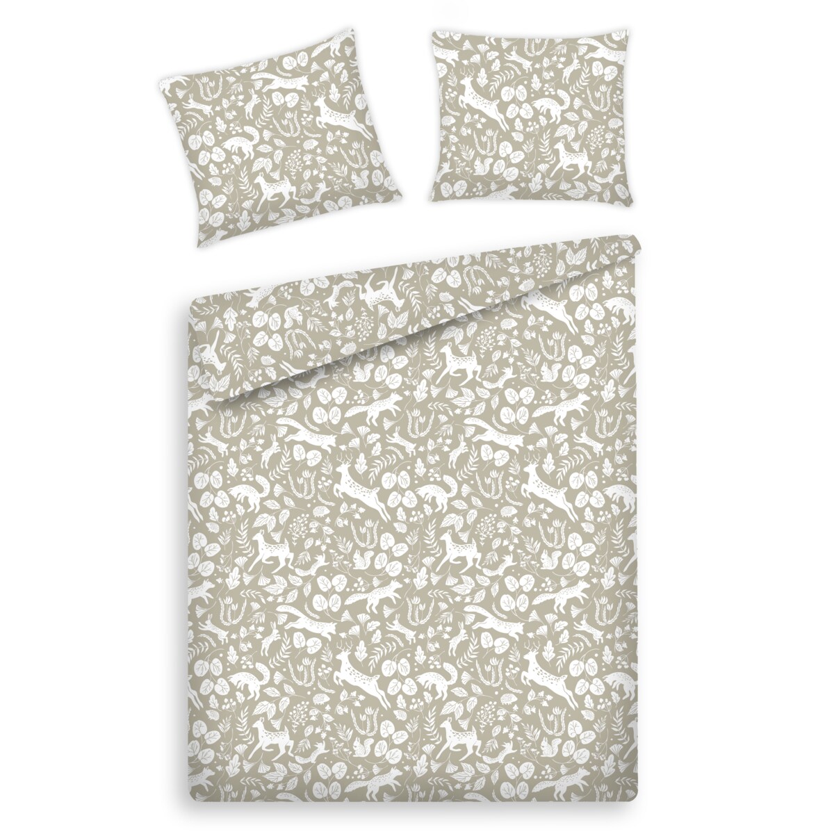 Pościel z bawełny satynowej Misne 160x200 cm z motywem zwierząt leśnych