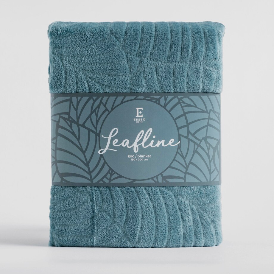 Jednokolorowy koc z wytłoczonym wzorem Leafline 150x200 cm