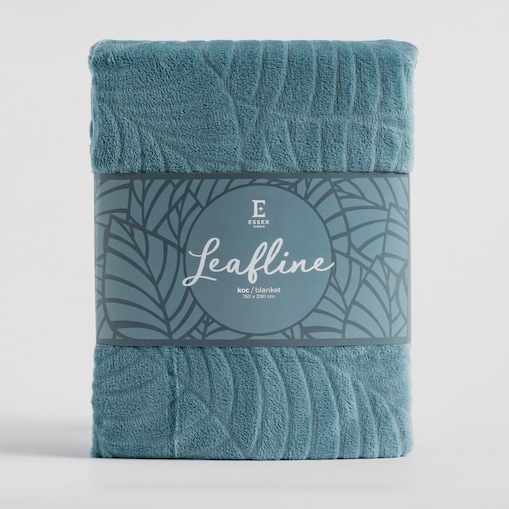 Jednokolorowy koc z wytłoczonym wzorem Leafline 150x200 cm