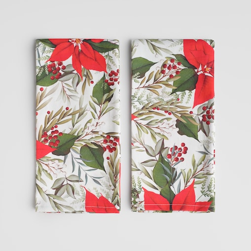 Komplet Ścierek Poinsetta 45x65 cm z motywem gwiazdy betlejemskiej