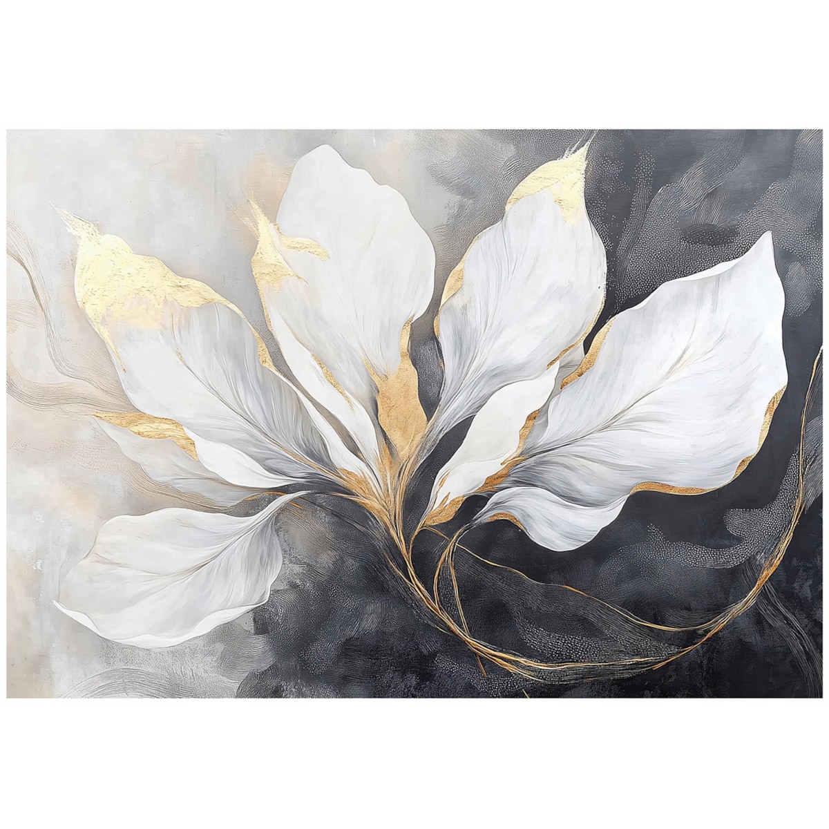 Fototapeta Do Sypialni Salonu Na Flizelinie Liście Glamour Szary 350x250