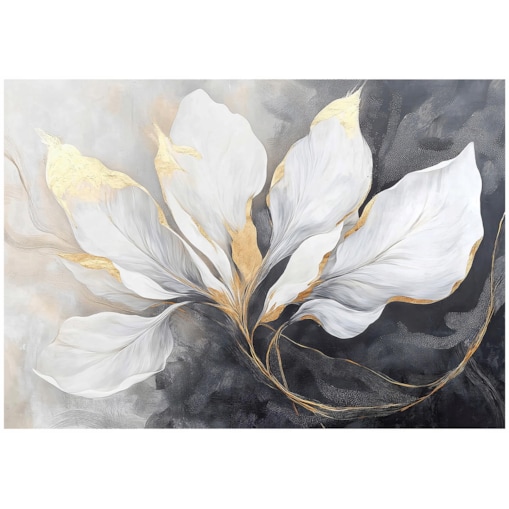 Fototapeta Do Sypialni Salonu Na Flizelinie Liście Glamour Szary 350x250