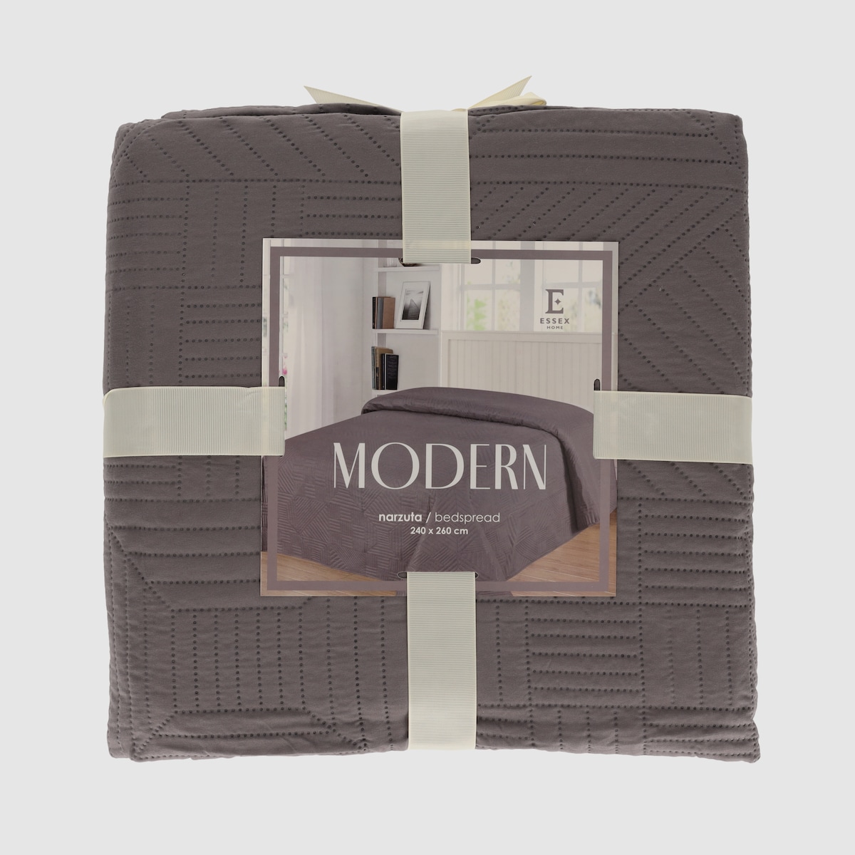 Jednokolorowa narzuta na łóżko z wytłoczonym wzorem Modern 240x260 cm