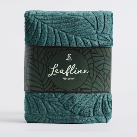 Jednokolorowy koc z wytłoczonym wzorem Leafline 150x200 cm