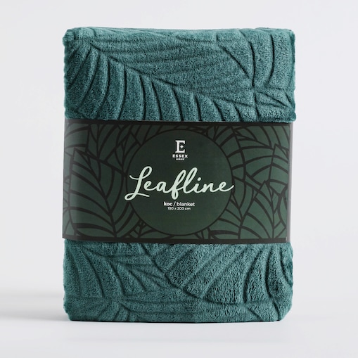 Jednokolorowy koc z wytłoczonym wzorem Leafline 150x200 cm